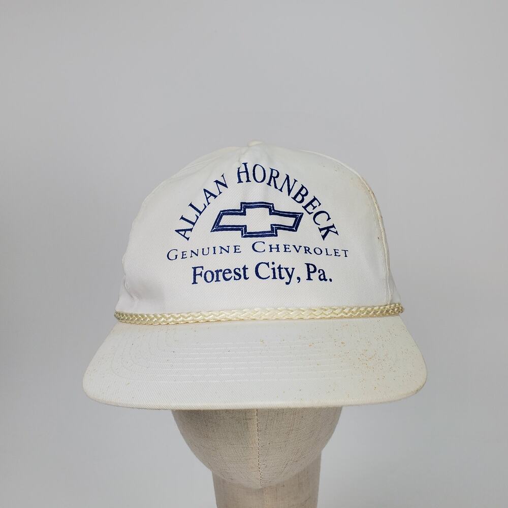 Vintage Allan Hornbeck Genuine Chevrolet Forest City Pa Snapback Hat White Chevy